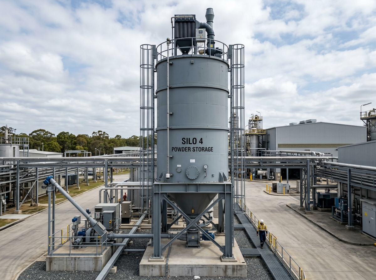 Industrial Bulk Powder Storage Silo Manufacturer Vatva GIDC Ahmedabad - JMEF